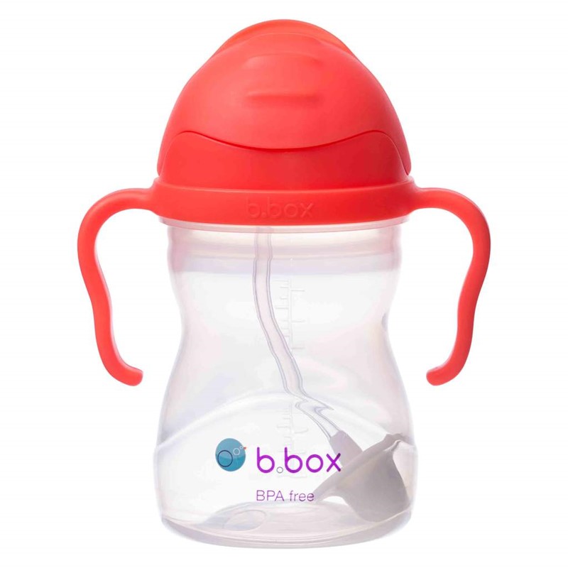 B.box 婴幼儿重力球吸管杯 防漏 240ml  新版西瓜红  （6个月以上）