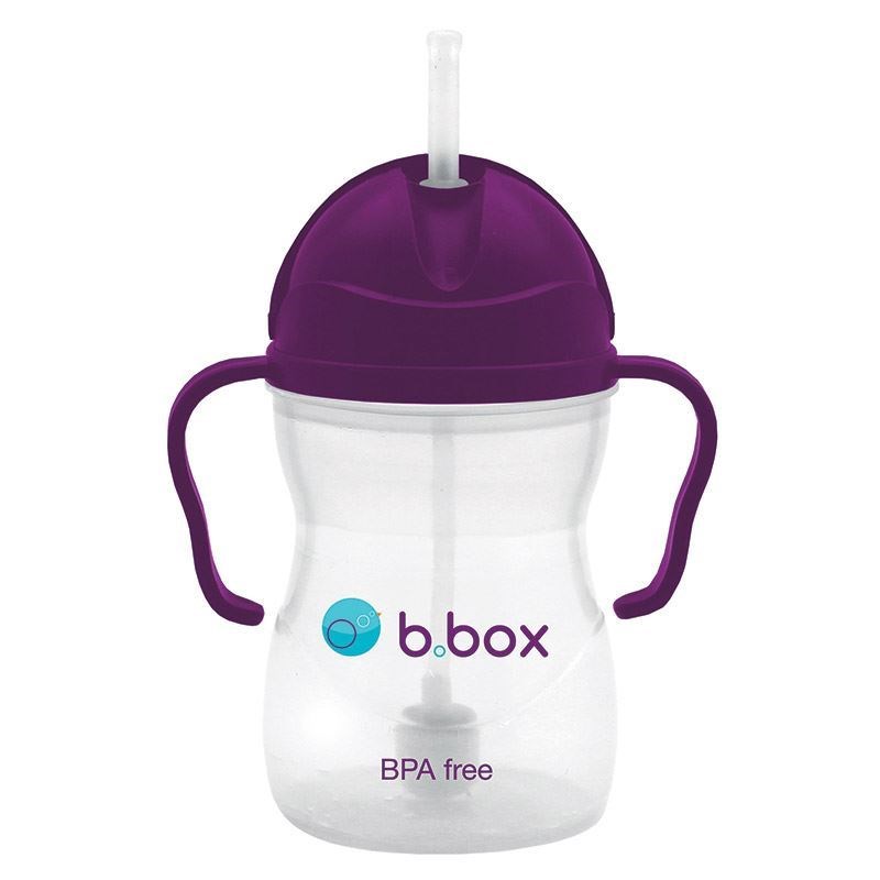B.box 婴幼儿重力球吸管杯 防漏 240ml 葡萄紫色 （6个月以上）