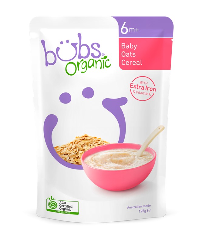 Bubs 有机婴儿辅食 有机燕麦粥米糊（6个月+）125g （保质期2021/06/24）原价$3.5