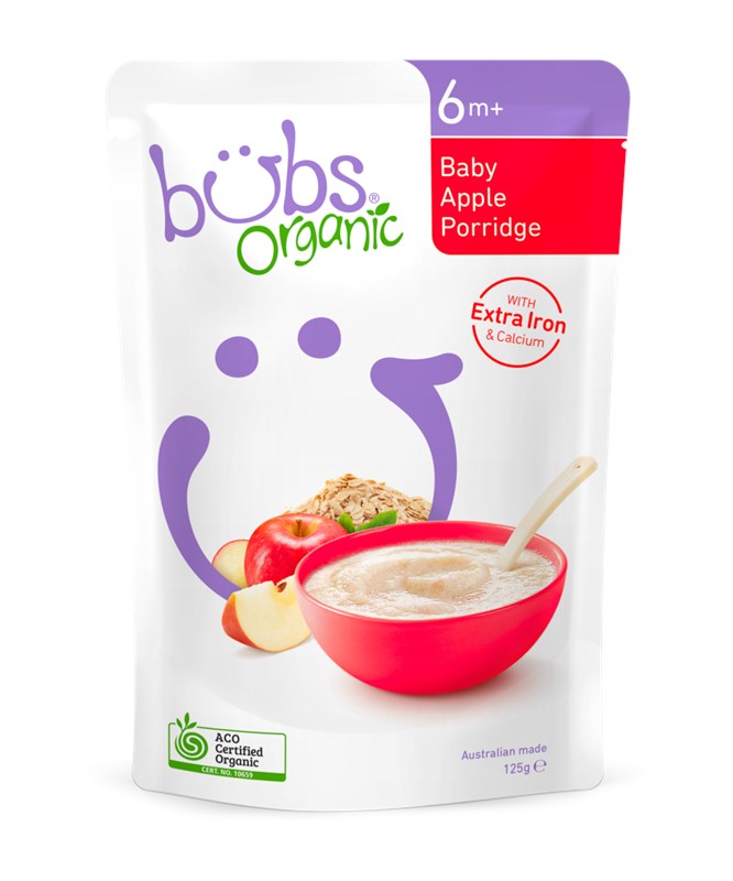 Bubs 有机婴儿辅食 有机燕麦+苹果粥米糊（6个月+）125g（保质期2021/06/26）原价$3.5