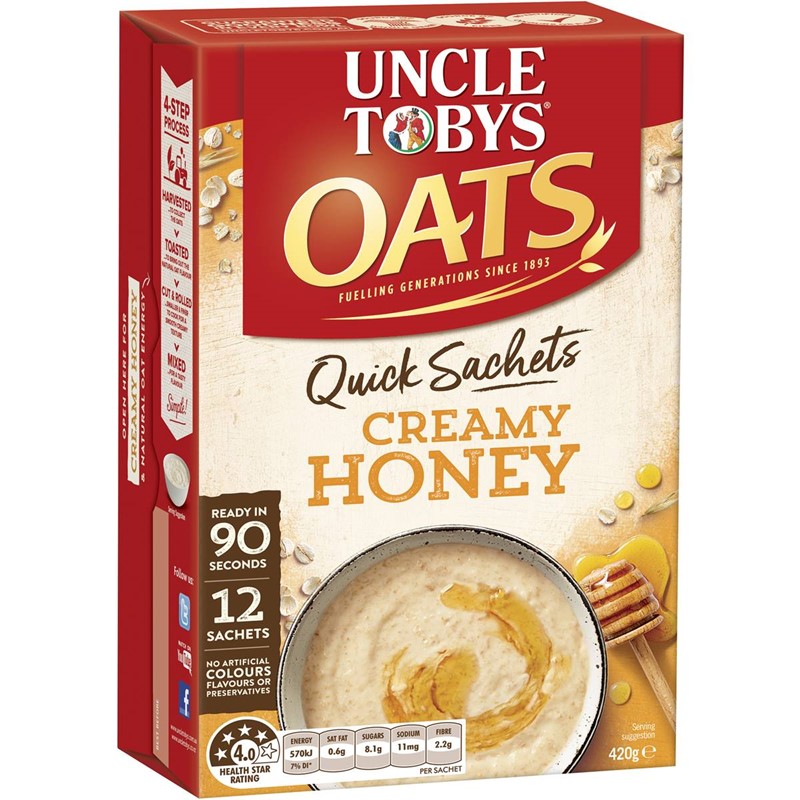 Uncle Tobys Oats托比叔叔麦片 90秒快煮型奶油蜂蜜味420g
