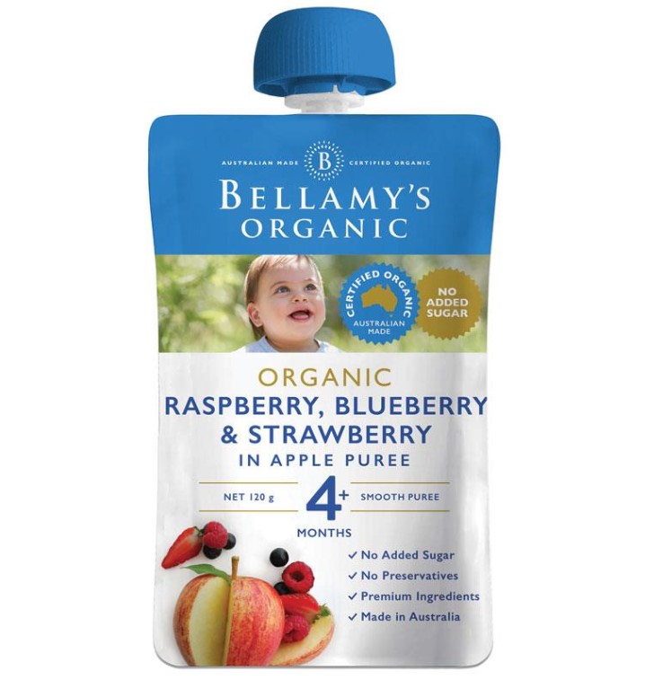 Bellamy 贝拉米 有机 树莓蓝莓草莓果泥 婴儿辅食 4+ 120g 