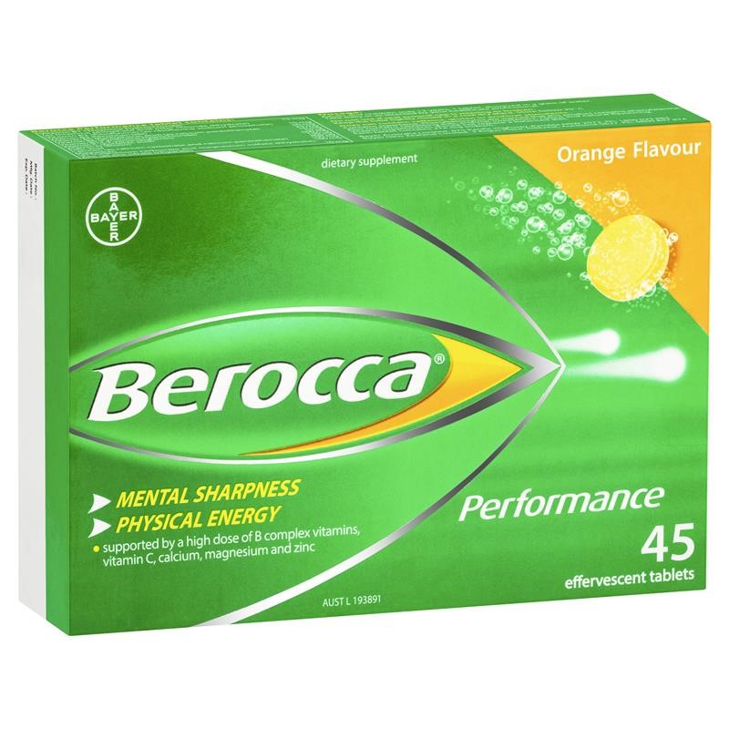 Berocca 拜耳泡腾片 提神醒脑 多种维生素BC镁锌香橙味 45片
