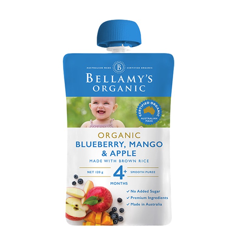 Bellamy’s 贝拉米婴儿有机辅食 芒果蓝莓苹果泥粥120g
