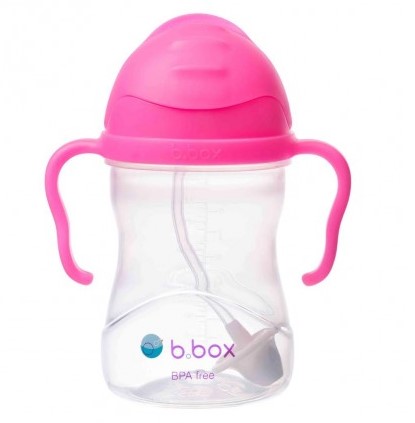 B.box 婴幼儿重力球吸管杯 防漏 240ml 新版荧光粉 （6个月以上）