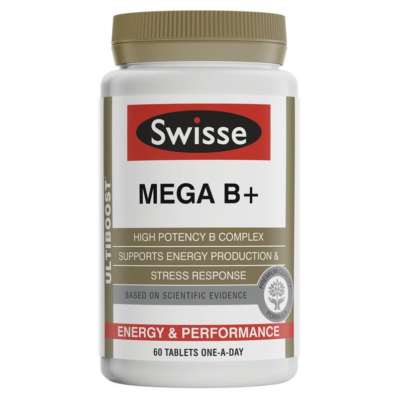 Swisse MEGA B+ 复合维生素B片60粒VB片 成人补充维生素b族营养 60片（保质期2020/10/30）