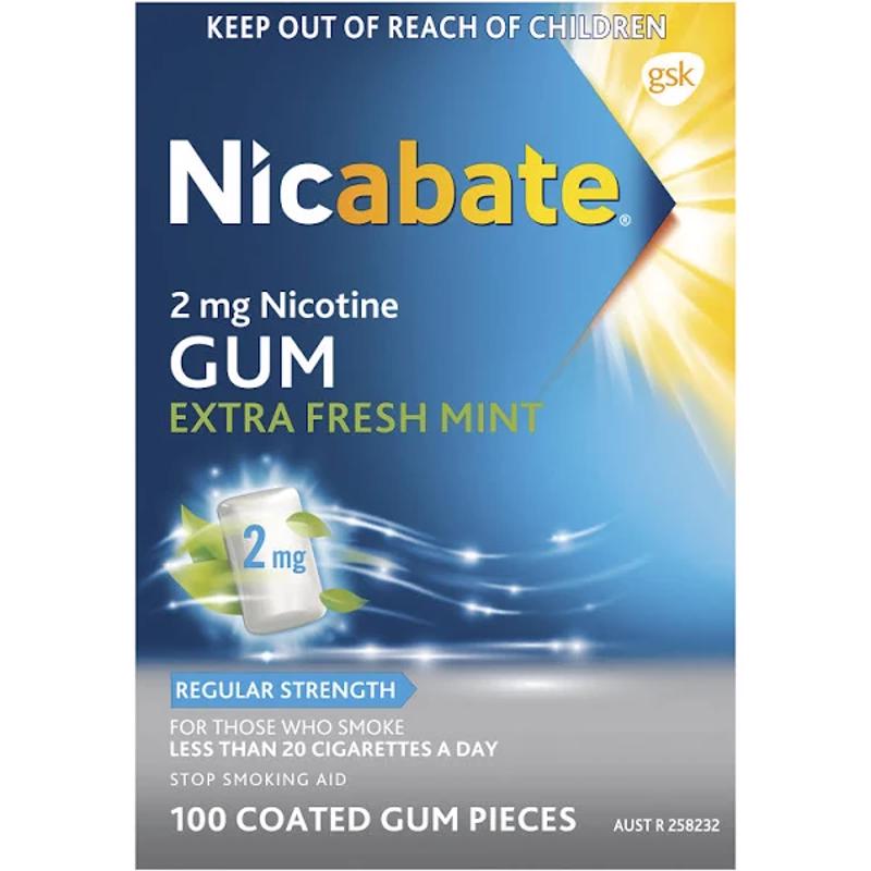 Nicabate 戒烟口香糖 2mg 100粒（2022/2）