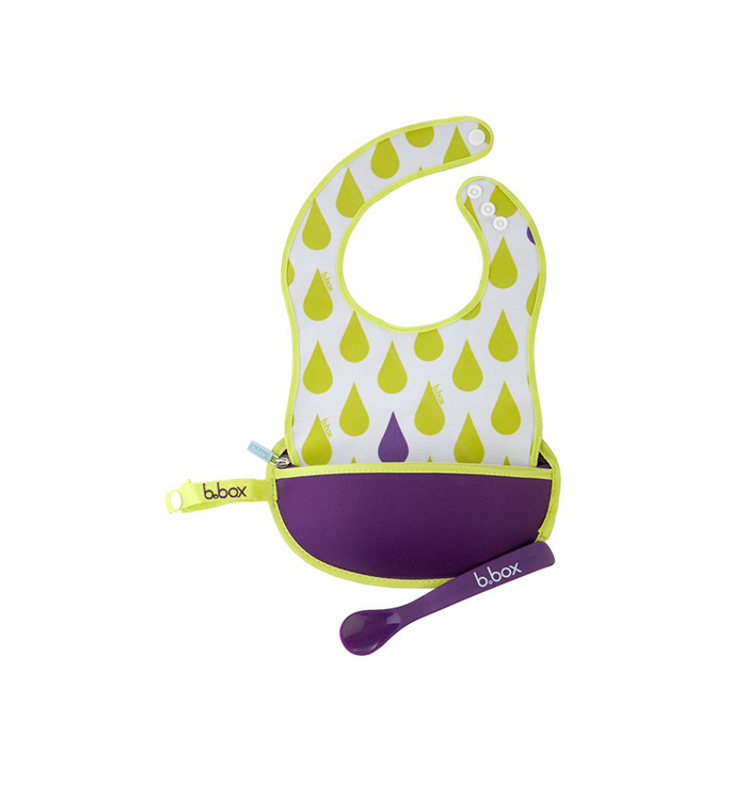 B.box 婴幼儿便携带勺防水围兜 立体吃饭兜 4月+ 紫水滴