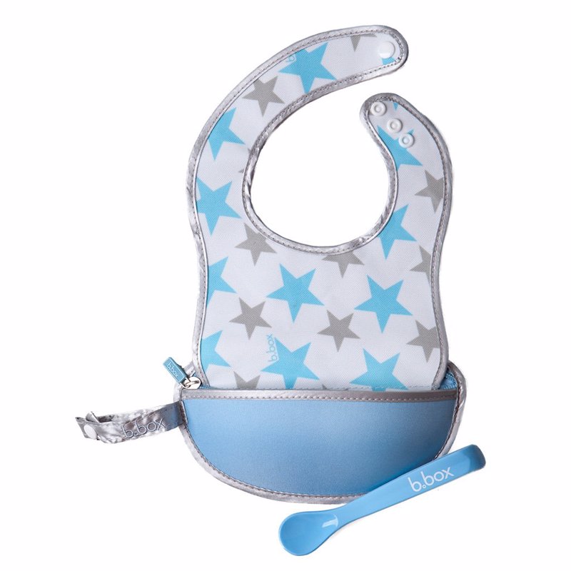 B.box 婴幼儿便携带勺防水围兜 立体吃饭兜 4月+ 蓝星星